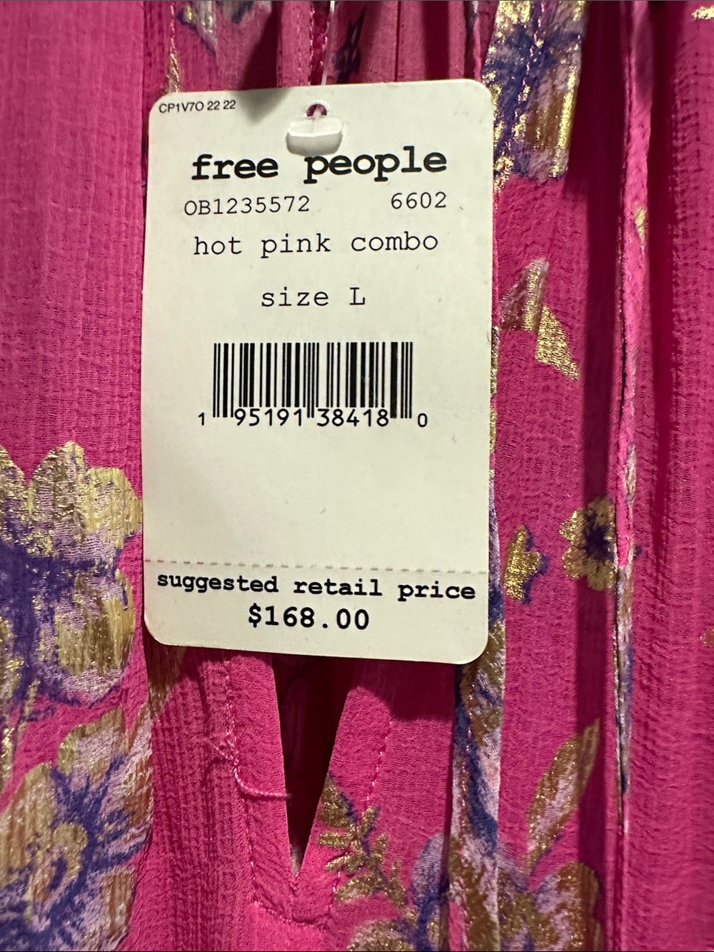 Free People Floral Tie-Neck Long Sleeve Midi Dress - Pink - Picture 2 of 6